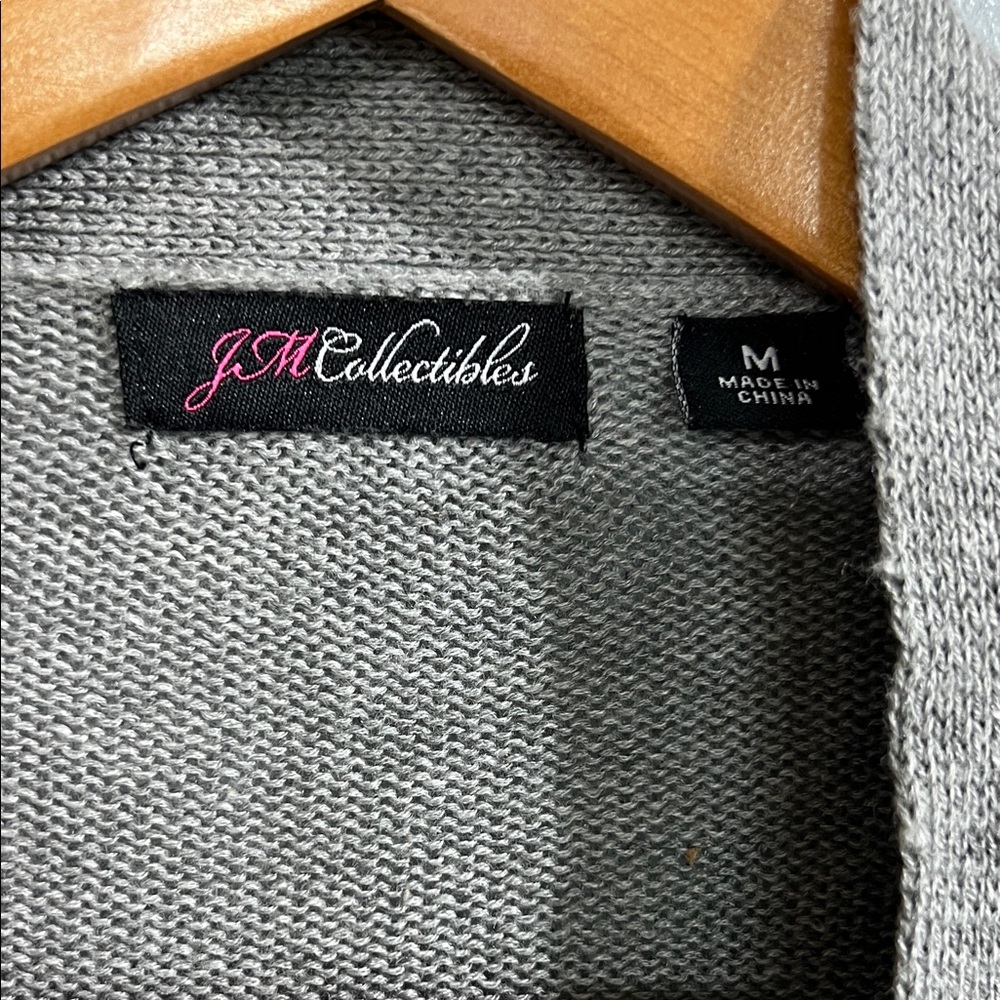 Gray Cardigan Sweater long medium JM Collectibles pockets - Picture 3 of 4